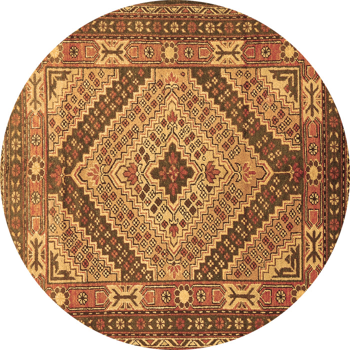 Round Machine Washable Persian Brown Traditional Rug, wshtr1597brn