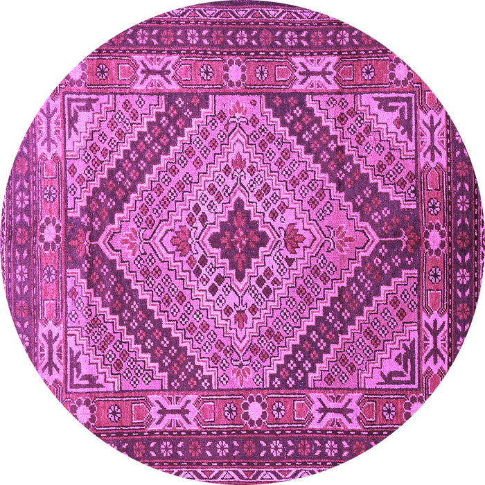 Round Persian Purple Traditional Rug, tr1597pur
