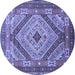 Round Machine Washable Persian Blue Traditional Rug, wshtr1597blu