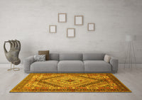 Machine Washable Persian Yellow Traditional Rug, wshtr1597yw