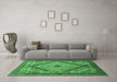 Machine Washable Persian Emerald Green Traditional Area Rugs in a Living Room,, wshtr1597emgrn