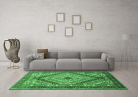 Machine Washable Persian Emerald Green Traditional Rug, wshtr1597emgrn