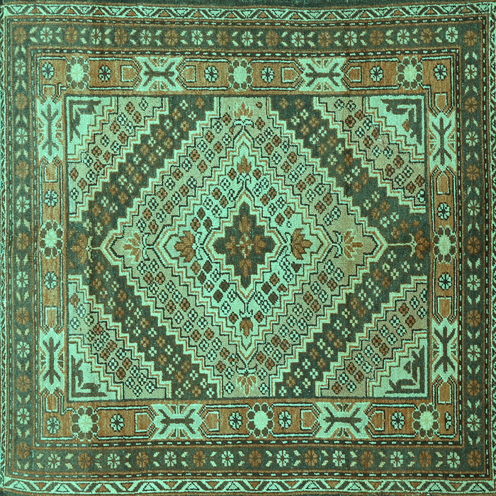 Square Persian Turquoise Traditional Rug, tr1597turq