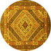 Round Machine Washable Persian Yellow Traditional Rug, wshtr1597yw