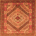 Round Machine Washable Persian Orange Traditional Area Rugs, wshtr1597org