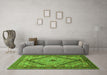 Machine Washable Persian Green Traditional Area Rugs in a Living Room,, wshtr1597grn