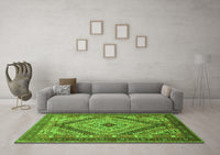 Machine Washable Persian Green Traditional Rug, wshtr1597grn