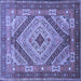 Square Machine Washable Persian Blue Traditional Rug, wshtr1597blu