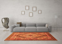 Machine Washable Persian Orange Traditional Rug, wshtr1597org