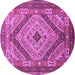 Round Machine Washable Persian Purple Traditional Area Rugs, wshtr1597pur