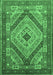 Machine Washable Persian Emerald Green Traditional Area Rugs, wshtr1597emgrn