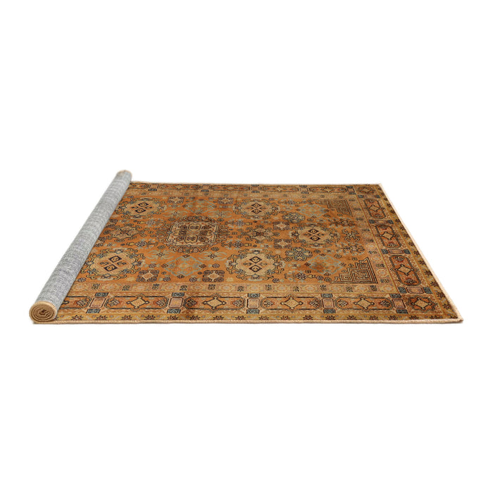 Sideview of Machine Washable Traditional Orange Rug, wshtr1598