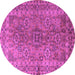 Round Persian Purple Traditional Rug, tr1598pur