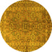 Round Persian Yellow Traditional Rug, tr1598yw