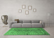 Machine Washable Persian Emerald Green Traditional Area Rugs in a Living Room,, wshtr1598emgrn