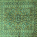 Square Machine Washable Persian Turquoise Traditional Area Rugs, wshtr1598turq