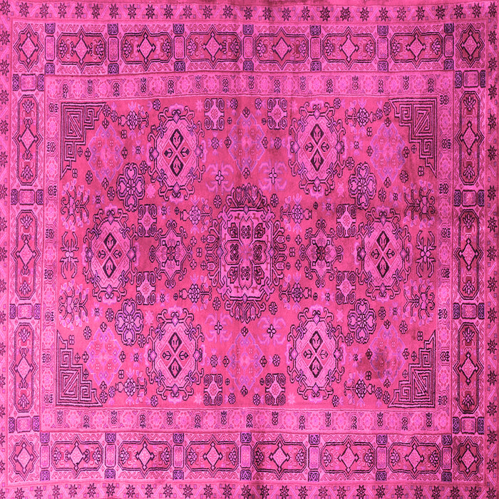Square Machine Washable Persian Pink Traditional Rug, wshtr1598pnk