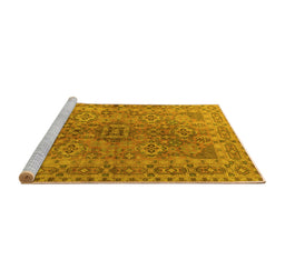 Sideview of Machine Washable Persian Yellow Traditional Rug, wshtr1598yw