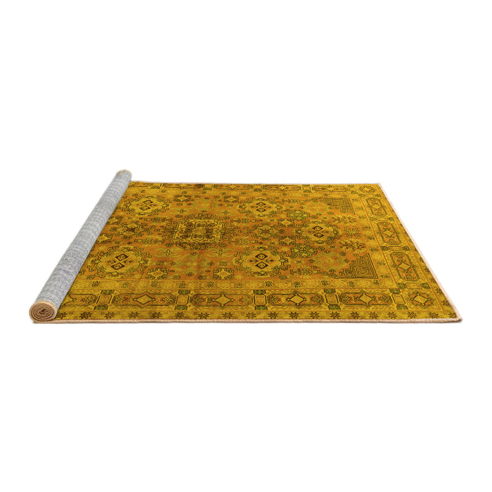 Sideview of Machine Washable Persian Yellow Traditional Rug, wshtr1598yw