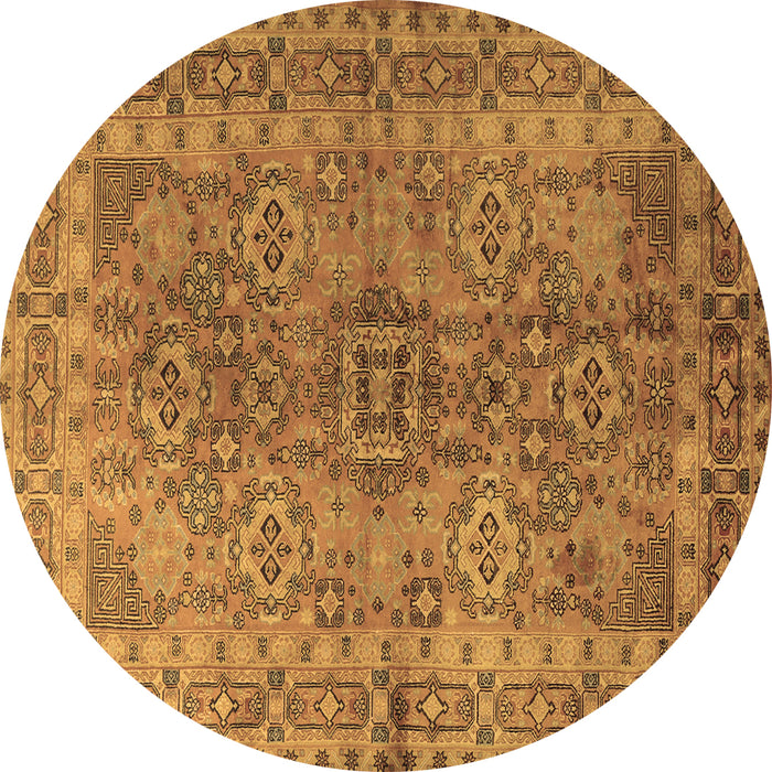 Round Machine Washable Persian Brown Traditional Rug, wshtr1598brn