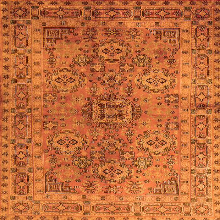 Round Machine Washable Persian Orange Traditional Area Rugs, wshtr1598org