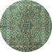 Round Persian Light Blue Traditional Rug, tr1598lblu