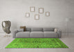 Machine Washable Persian Green Traditional Area Rugs in a Living Room,, wshtr1598grn