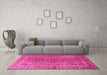 Machine Washable Persian Pink Traditional Rug in a Living Room, wshtr1598pnk