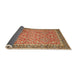 Sideview of Traditional Yellow Orange Persian Rug, tr1599