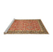 Sideview of Machine Washable Traditional Yellow Orange Rug, wshtr1599