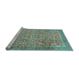 Sideview of Machine Washable Persian Light Blue Traditional Rug, wshtr1599lblu