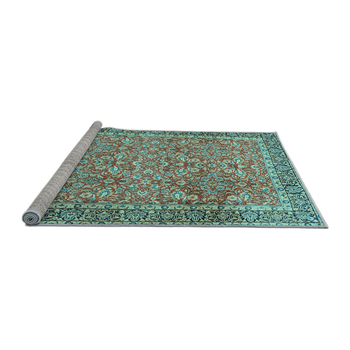 Sideview of Machine Washable Persian Light Blue Traditional Rug, wshtr1599lblu
