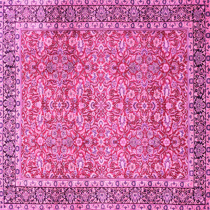 Square Machine Washable Persian Pink Traditional Rug, wshtr1599pnk