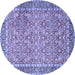 Round Machine Washable Persian Blue Traditional Rug, wshtr1599blu