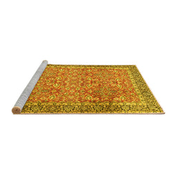 Sideview of Machine Washable Persian Yellow Traditional Rug, wshtr1599yw