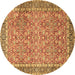 Round Machine Washable Persian Brown Traditional Rug, wshtr1599brn