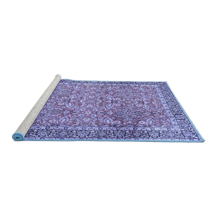 Sideview of Machine Washable Persian Blue Traditional Rug, wshtr1599blu