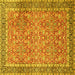 Square Machine Washable Persian Yellow Traditional Rug, wshtr1599yw