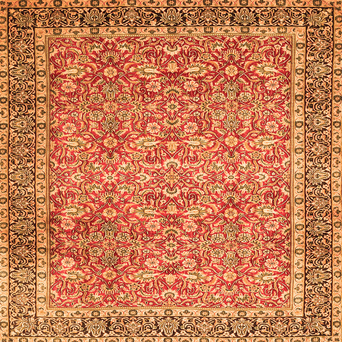 Round Machine Washable Persian Orange Traditional Area Rugs, wshtr1599org