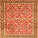 Round Machine Washable Persian Orange Traditional Area Rugs, wshtr1599org