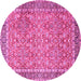 Round Machine Washable Persian Pink Traditional Rug, wshtr1599pnk