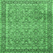 Square Machine Washable Persian Emerald Green Traditional Area Rugs, wshtr1599emgrn