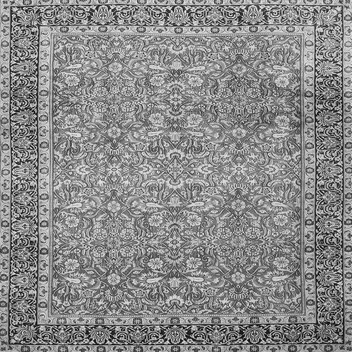 Round Machine Washable Persian Gray Traditional Rug, wshtr1599gry