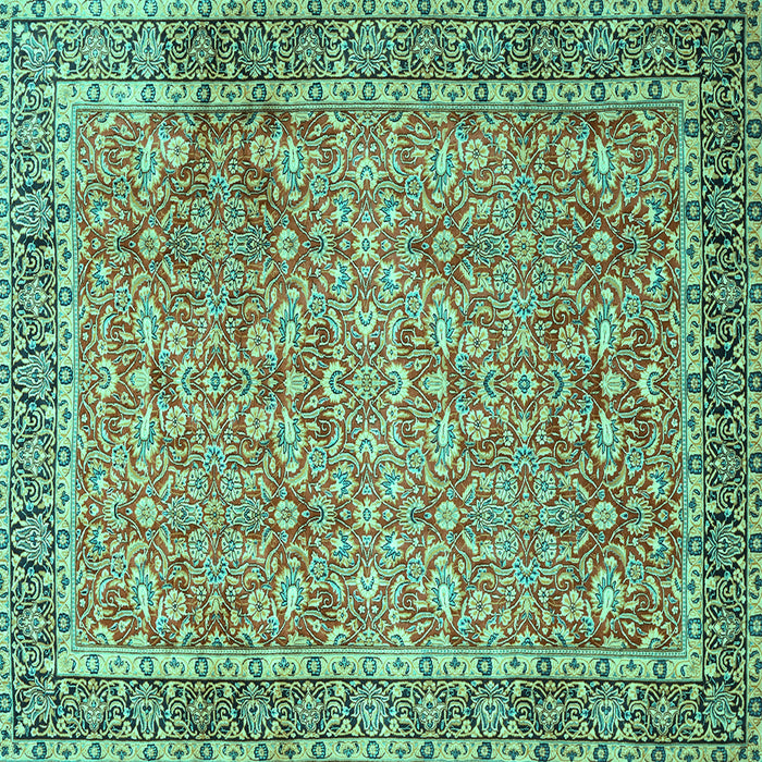 Square Machine Washable Persian Turquoise Traditional Area Rugs, wshtr1599turq