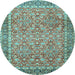 Round Persian Light Blue Traditional Rug, tr1599lblu