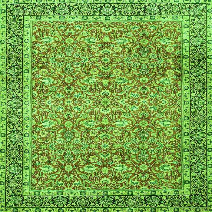 Round Machine Washable Persian Green Traditional Area Rugs, wshtr1599grn