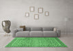 Machine Washable Persian Emerald Green Traditional Area Rugs in a Living Room,, wshtr1599emgrn