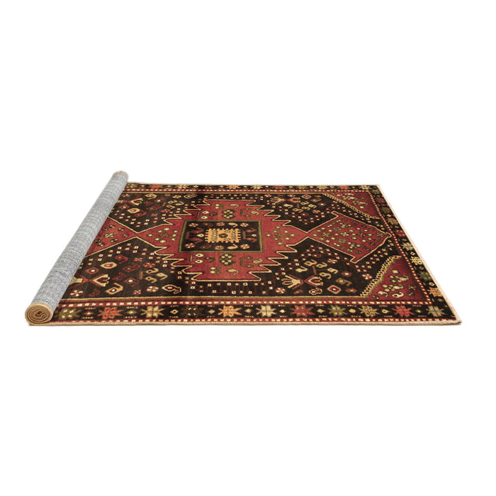 Sideview of Machine Washable Persian Brown Traditional Rug, wshtr159brn