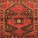 Round Machine Washable Persian Orange Traditional Area Rugs, wshtr159org