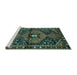 Sideview of Machine Washable Persian Turquoise Traditional Area Rugs, wshtr159turq